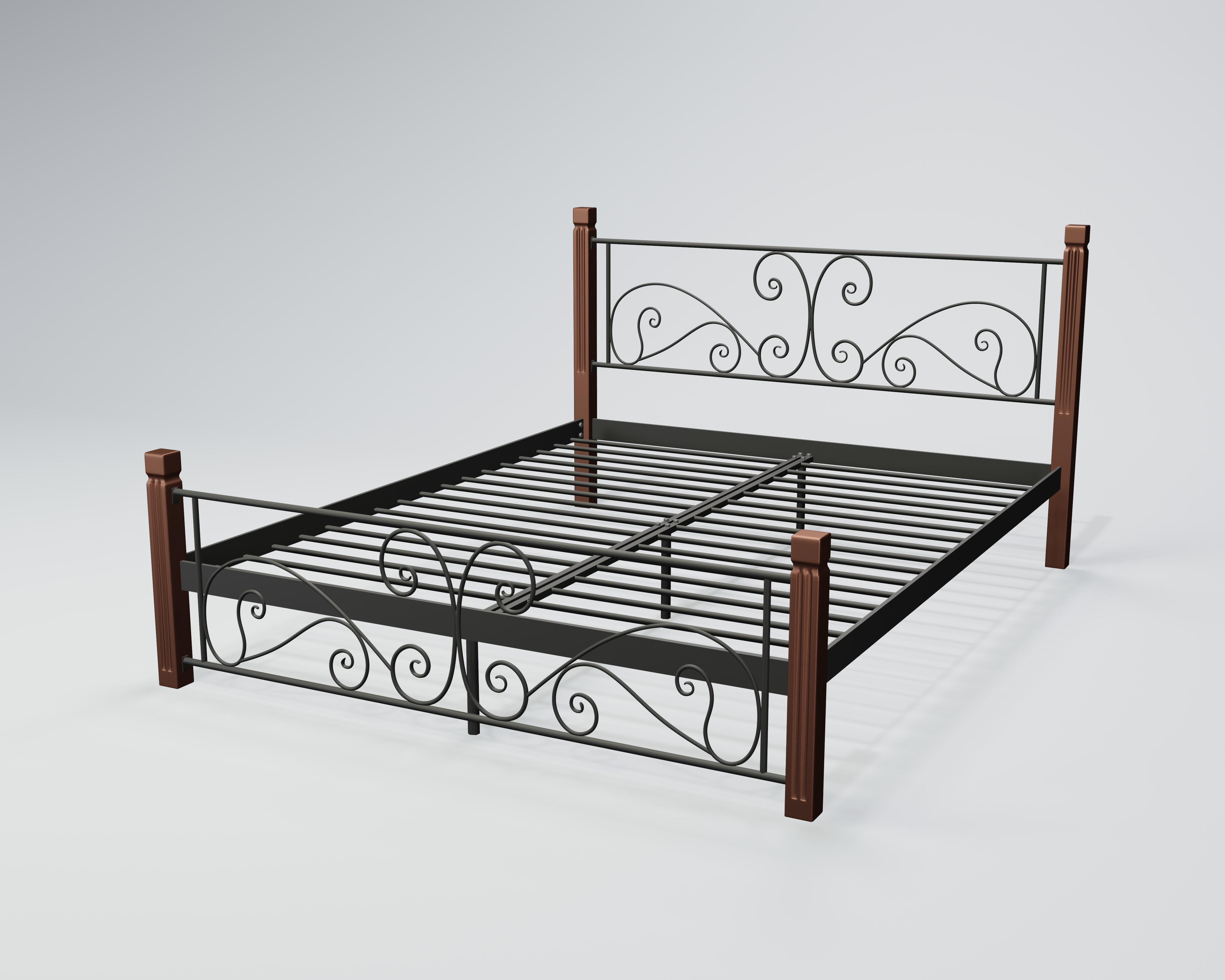 Кровать металлическая Нарцисс 140x200 см Черный бархат
