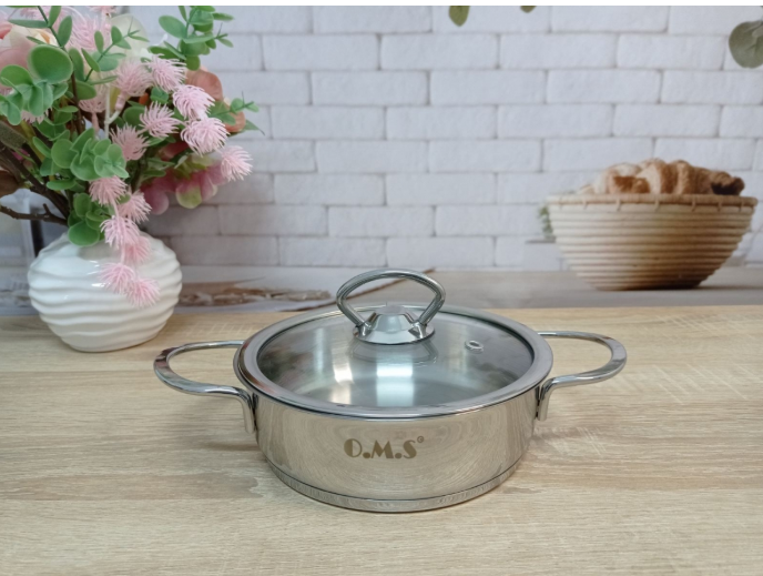 Каструля OMS з нержавіючої сталі з кришкою для газу і індукції 1 л (2008)