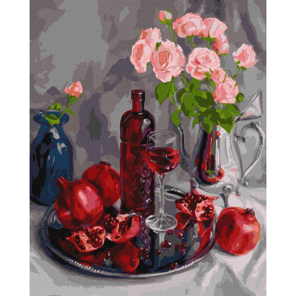 Картина за номерами Ideyka  Гранатовий натюрморт KHO5674 40x50 см (RLT30228)