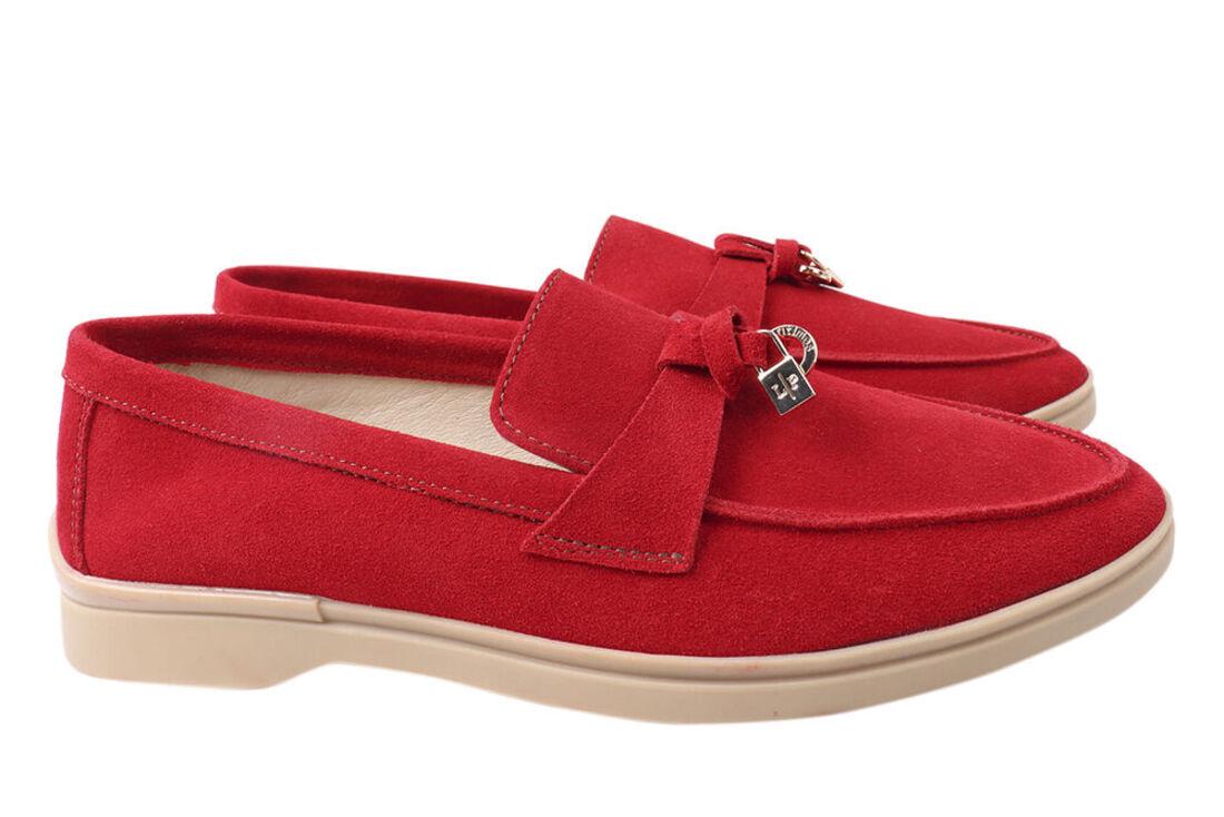 Туфли-лоферы Grossi женские из замши на низком ходу р. 40 Красный (212-21DTC)