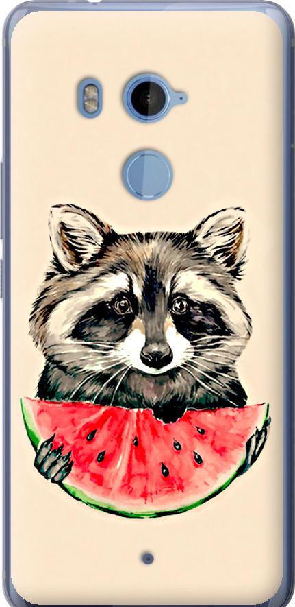 Чехол на HTC U11 Plus Енотик с арбузом (4605u-1363-42517)