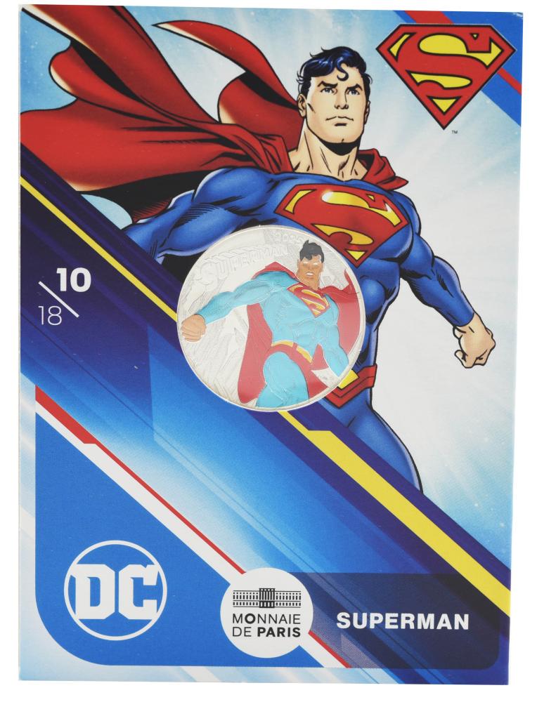Коллекционная монета Франция 10 евро 2025 серебро UNC Комиксы DC-10/18-Superman-Супермен (М24210)