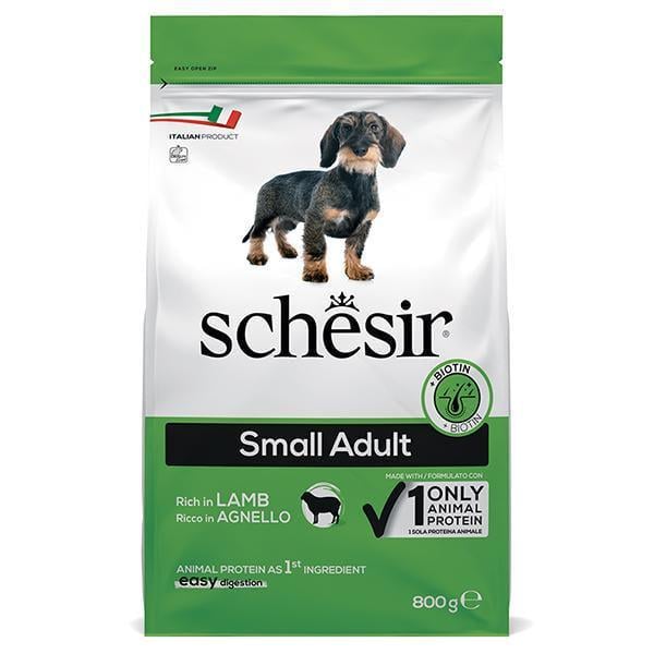 Корм сухой для взрослых собак Schesir Dry Dog Small Fish монопротеиновый малых пород с ягненком 800 г (ШСВМЯ0.8)