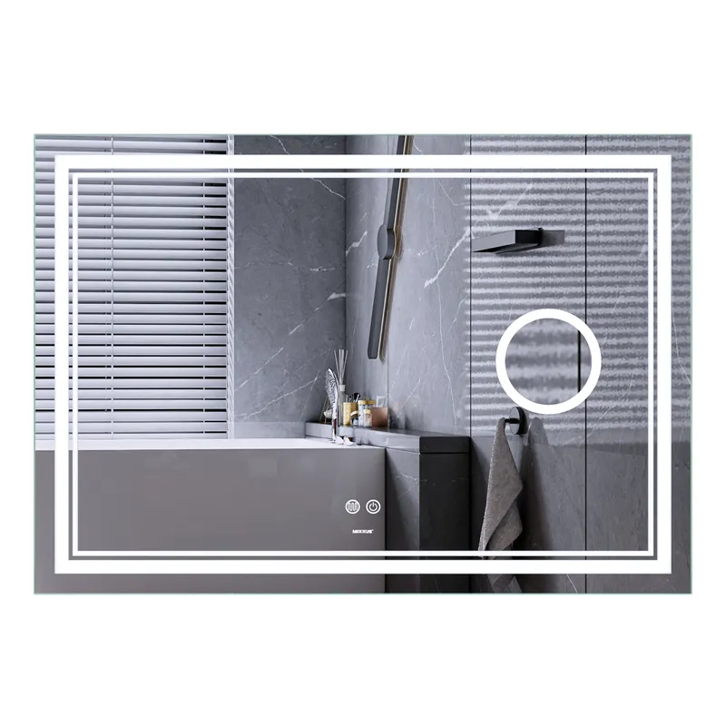 Дзеркало MIXXUS Premium QUADRO MR20-120x80 LED /Touch/Anti-fog/димер/лінза (MP6624)