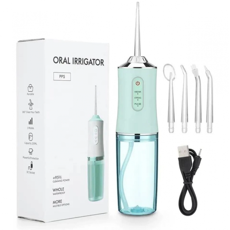 Іригатор Oral Irrigator S3J2 200 мл 1500 мА/год із 3 насадками Зелений (РН00248)