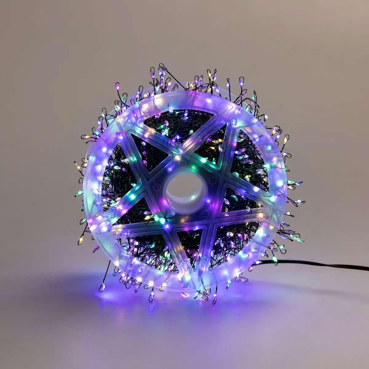 Гирлянда роса мишура 30 метров хвойная лапа 640 led светодиодов зеленый провод Разноцветный (D1750ML)