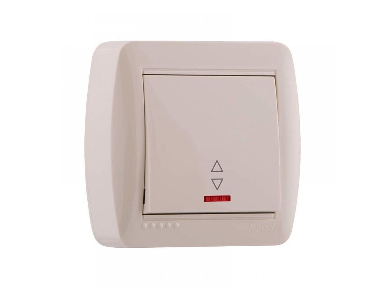Выключатель одноклавишный проходной Lezard Demet 711-0300-114 с подсветкой Кремовый (27552109)
