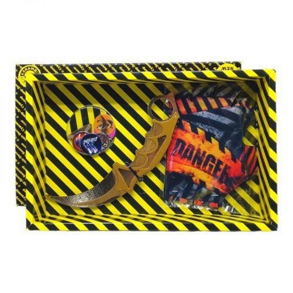 Набір дитячих іграшкових ножів Сувенірний BOX Керамбіт GOLD KARG-B дерев'яний (RLT37161)