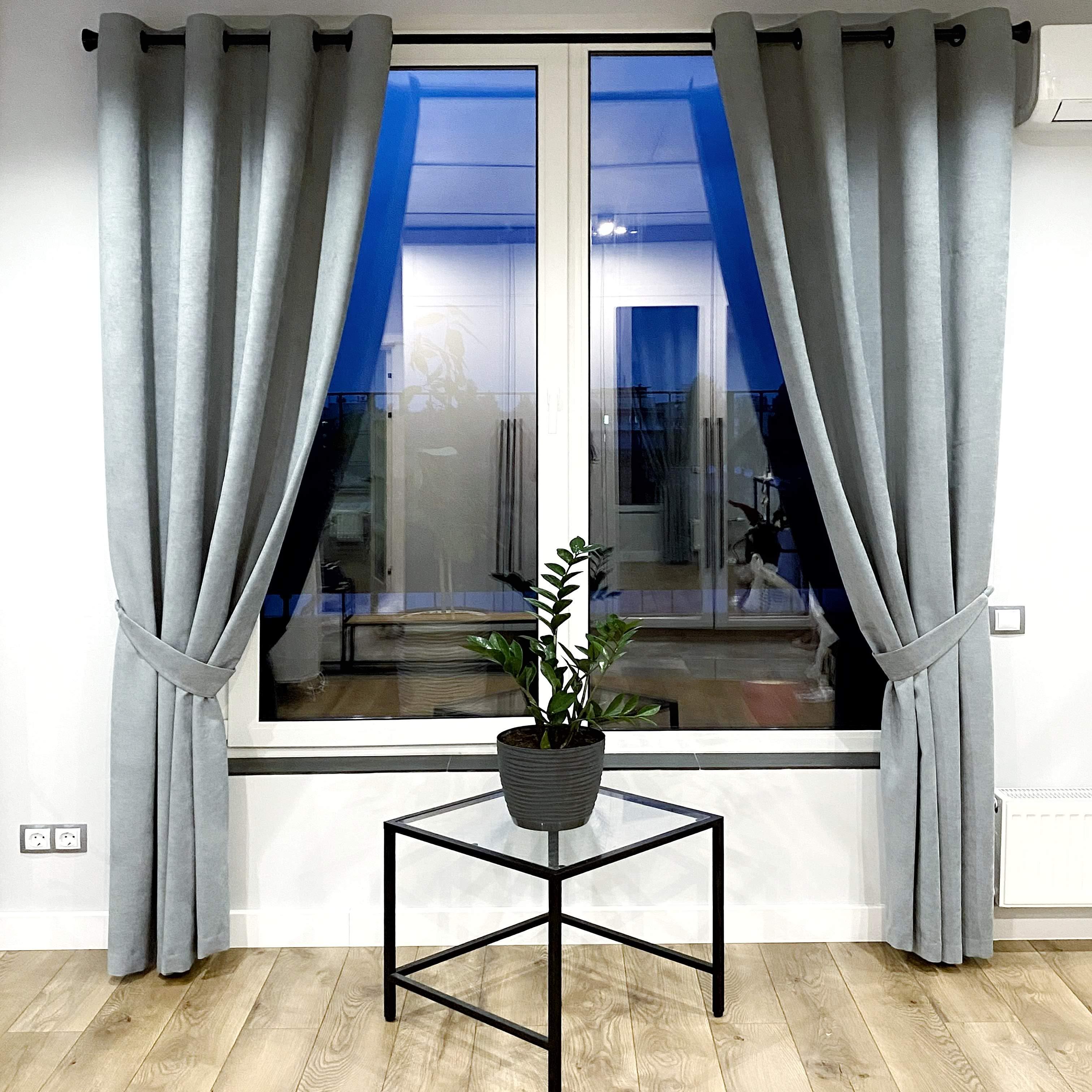 Шторы на черных люверсах с подхватами 175x250 см микровелюр 2 шт. Серо-голубой (5801525-МТ22/175-BL) - фото 1 Шторы на черных люверсах с подхватами 175x250 см микровелюр 2 шт. Серо-голубой (5801525-МТ22/175-BL) - фото 1
