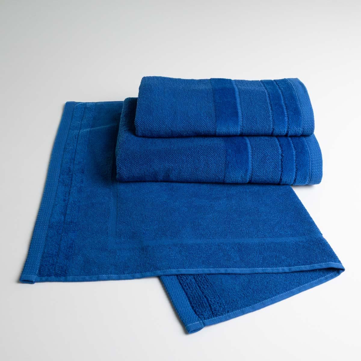 Набор банных махровых полотенец GM Textile с велюровым бордюром 3 шт. 50х70/50х90/70х140 см Синий (nm500vb-k3-blue)