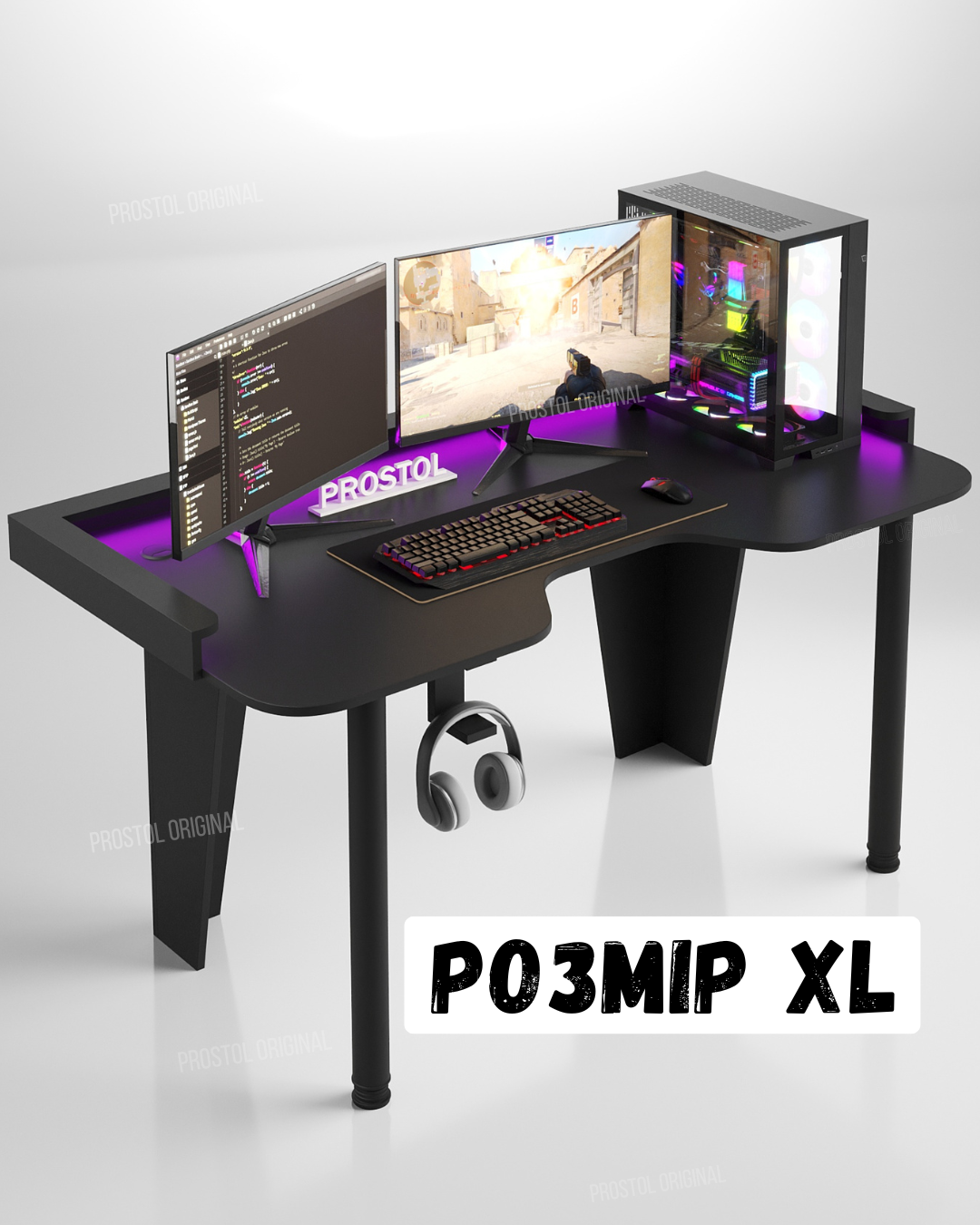 Комп'ютерний стіл геймерський PRO XL 159x82 см Чорний