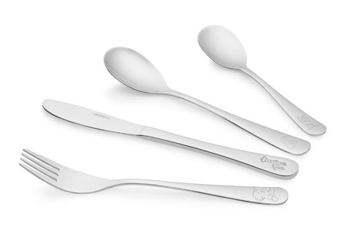 Набор детских столовых приборов Ardesto AR0704AS Animals нержавеющая сталь 4 пр. (2383728016)