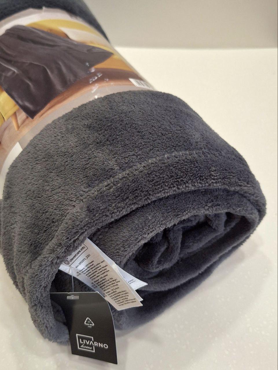 Плед флисовый Livarno Home 180x220 см Серый (1355) - фото 3