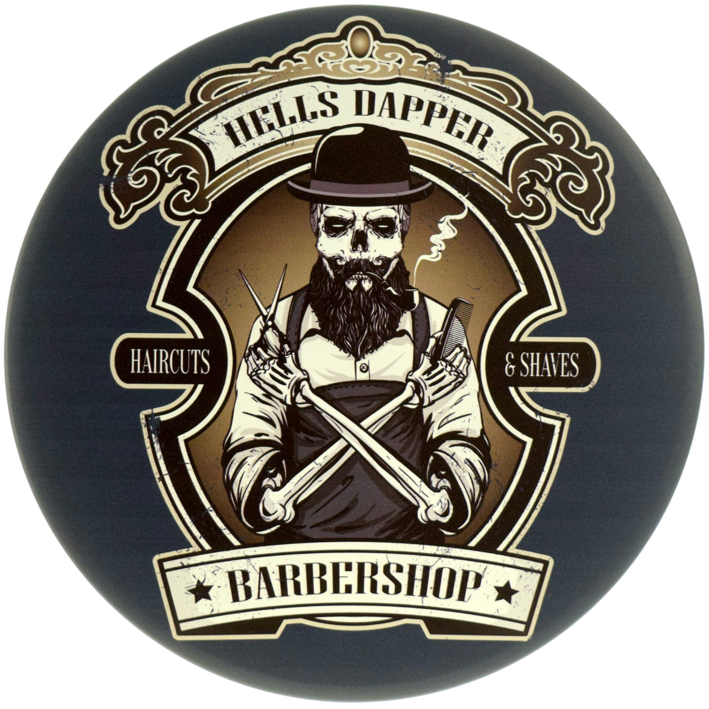 Табличка металлическая "Barber Shop Hells Dapper" 30 см (ms-104148)