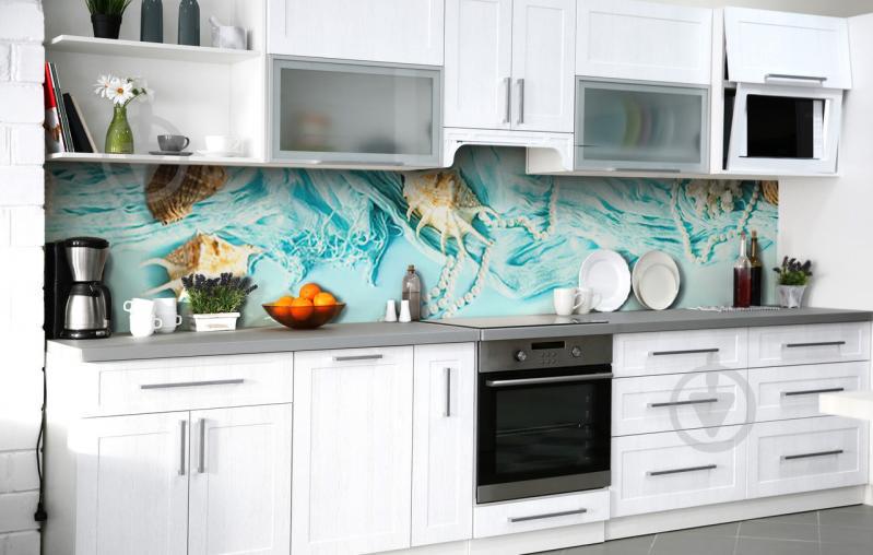 Скинали на кухню Zatarga «Из вод океана» 650х2500 мм виниловая 3Д наклейка кухонный фартук самоклеящаяся