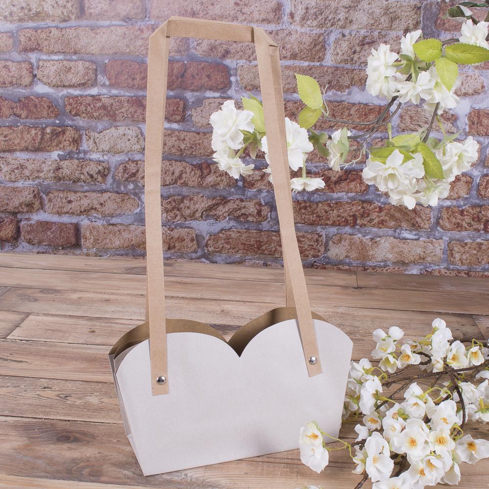 Пакет под цветы двойной с квадратной ручкой Серый (1544-2)