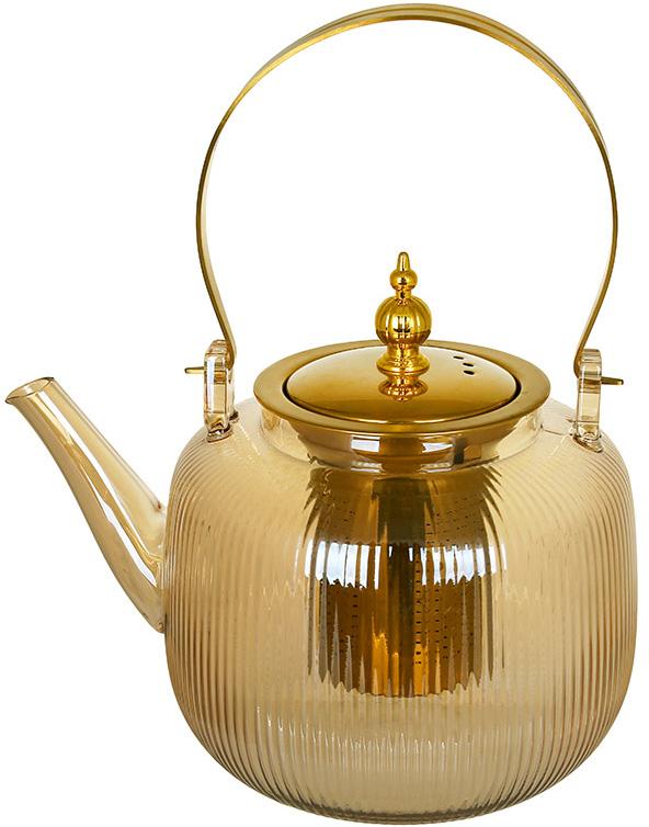 Чайник стеклянный заварочный Amber с металлическим фильтром 1200 мл (B489)