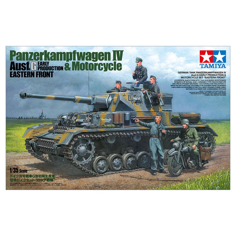 Збірна модель Tamiya Panzerkampfwagen IV Ausf G. та мотоцикл східний фронт 1:35 I V.G & Motorcycle EF (25209-000)