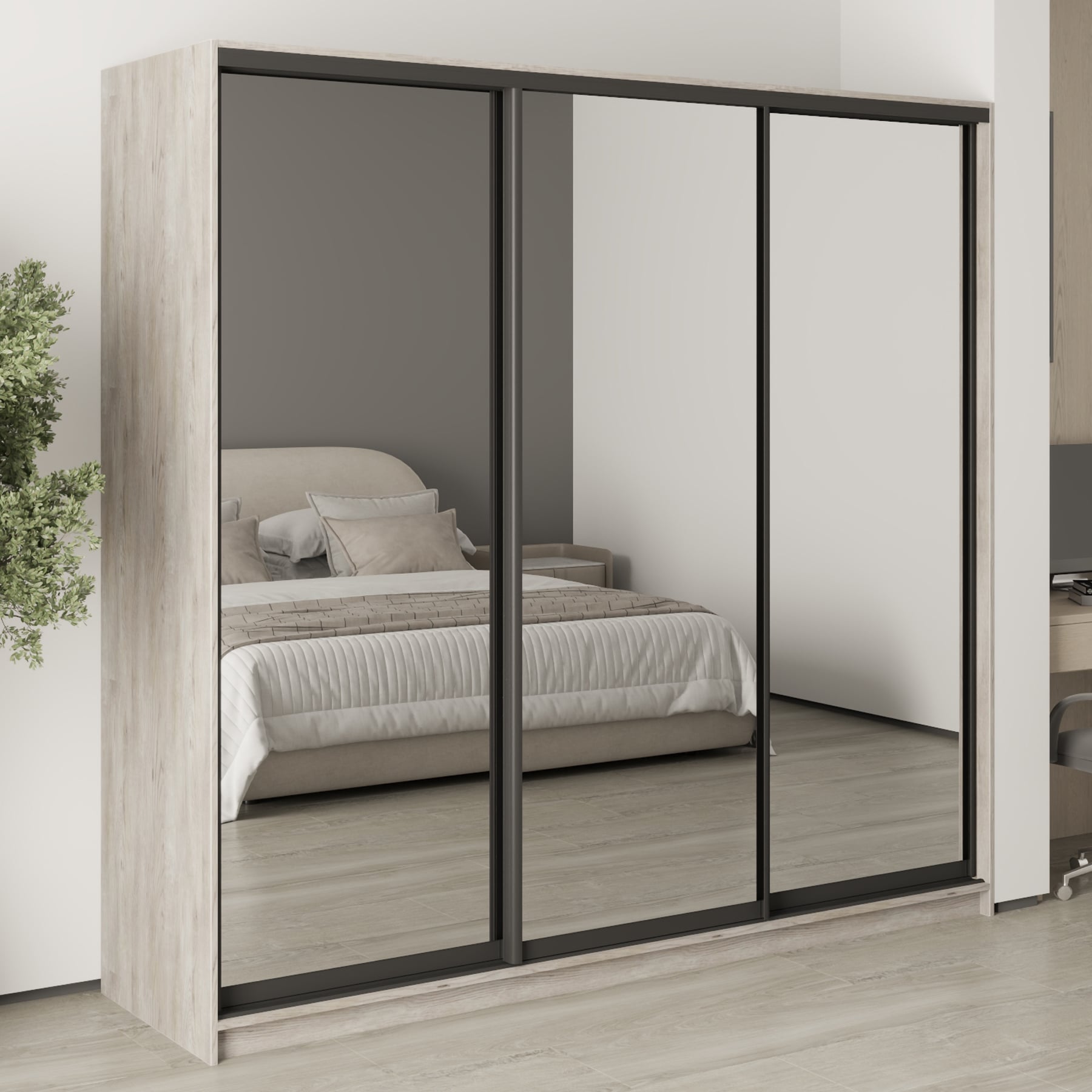 Шкаф-купе трехдверный Mebel Star Комбо BG MBS-9342 220х60х210 см Аляска серый (1009331)