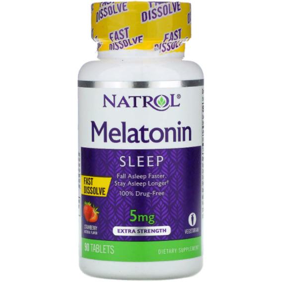 Мелатонін для сну Natrol Melatonin Fast Dissolve Extra Strength 5 мг 90 Tabs Strawberry (NTL-05865)