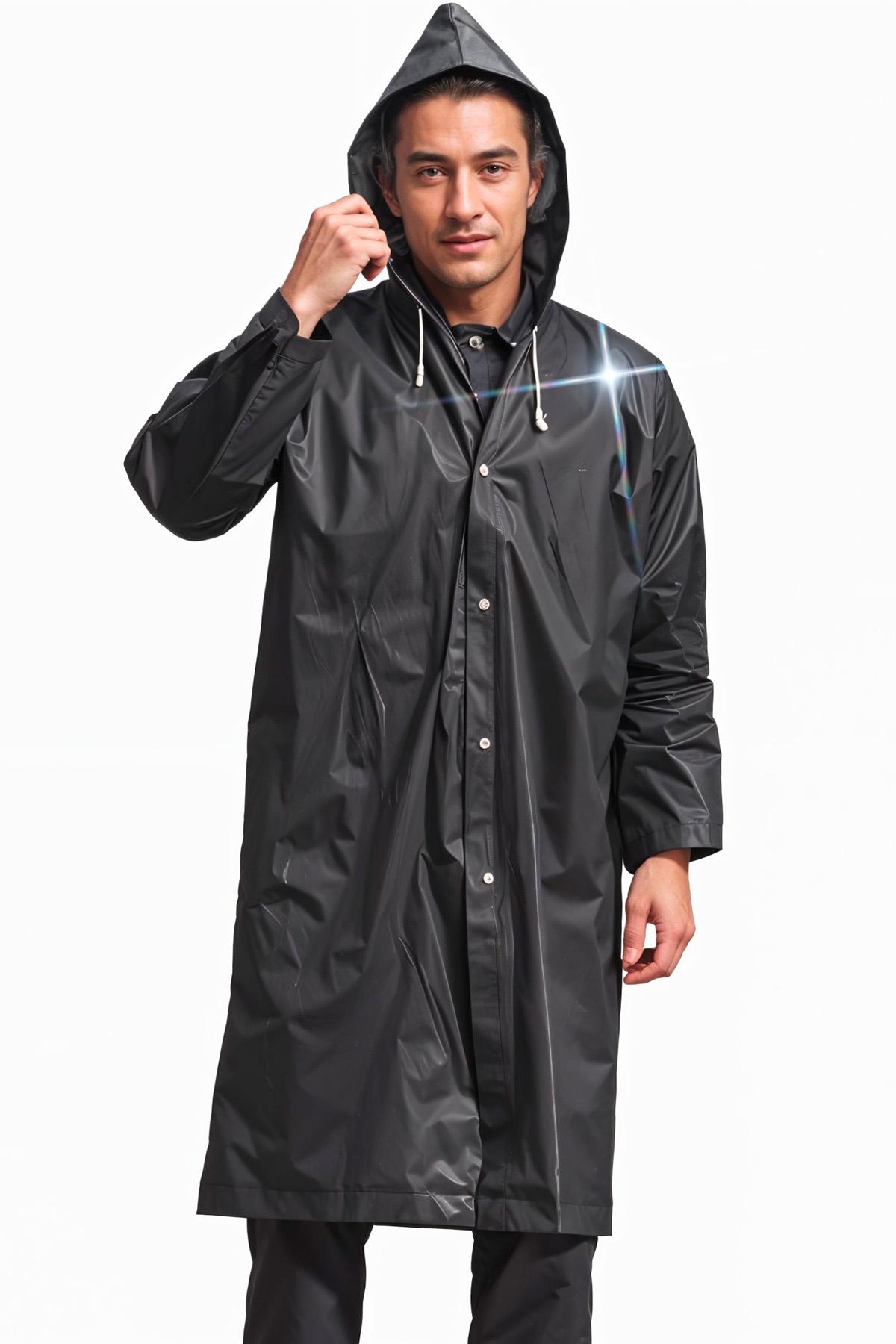 Дощовик водонепроникний унісекс EVA із капюшоном One Size Black (28678910) - фото 1 Дощовик водонепроникний унісекс EVA із капюшоном One Size Black (28678910) - фото 1