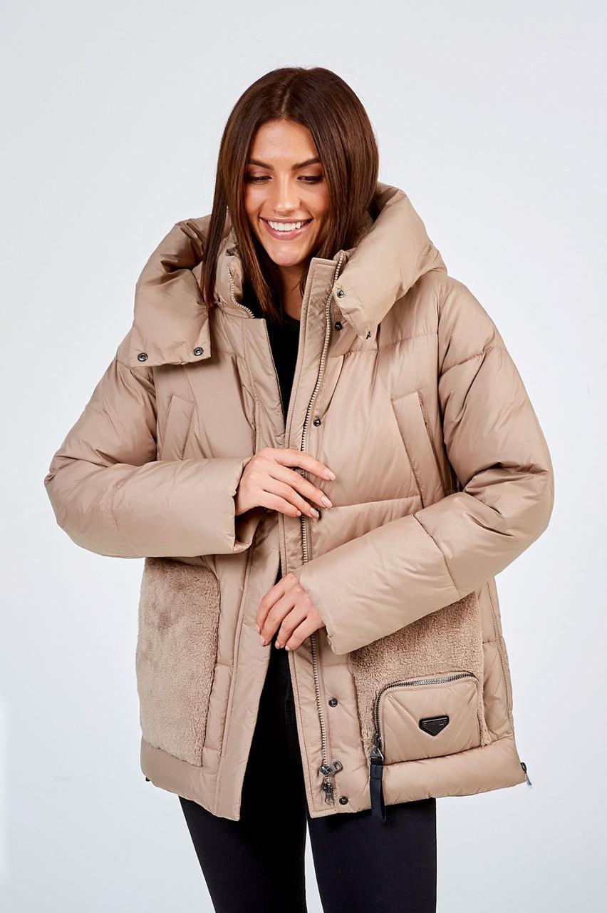 Пуховик зимовий короткий Lora Duvetti р. 44 Капучиновий - фото 2 Пуховик зимовий короткий Lora Duvetti р. 44 Капучиновий - фото 2