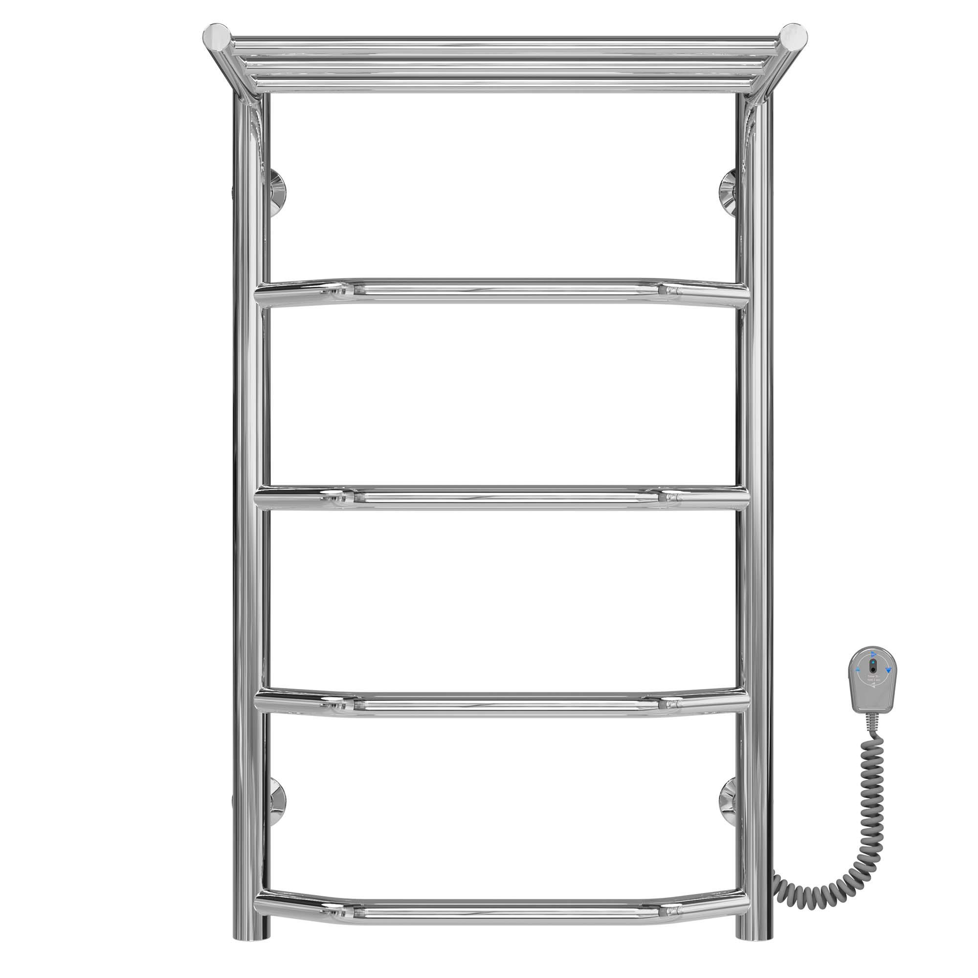 Полотенцесушитель электрический с полкой Deffi Трапеция П5 EF16 правое подключение нержавеющая сталь 400х700 мм Хром (C.TP.70.40.5.E.C.R.5)