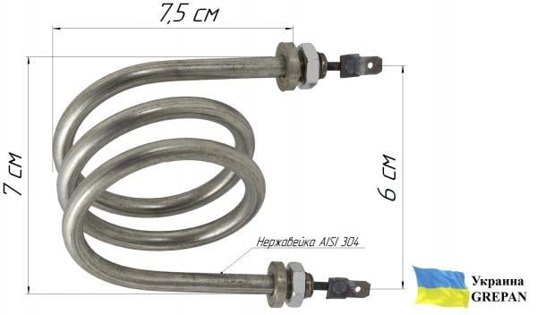 Тен для кулера Grepan №5 500 W 220 V 75x65 мм штуцер М10х1 нержавіюча сталь (kul005) - фото 3