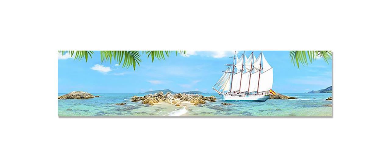 Наклейка виниловая на кухню Zatarga Белый Парусник 600х2500 мм (1289776837)