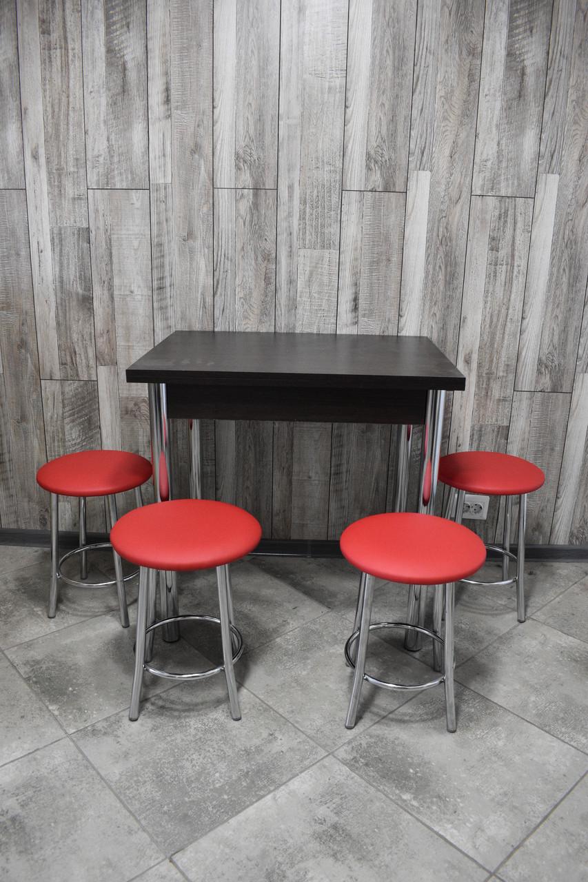 Кухонний комплект Оскар стіл розкладний/табурети 4 шт. в хром корпусі 60х80/80х120х75 см Чорний/Червоний (28374946)