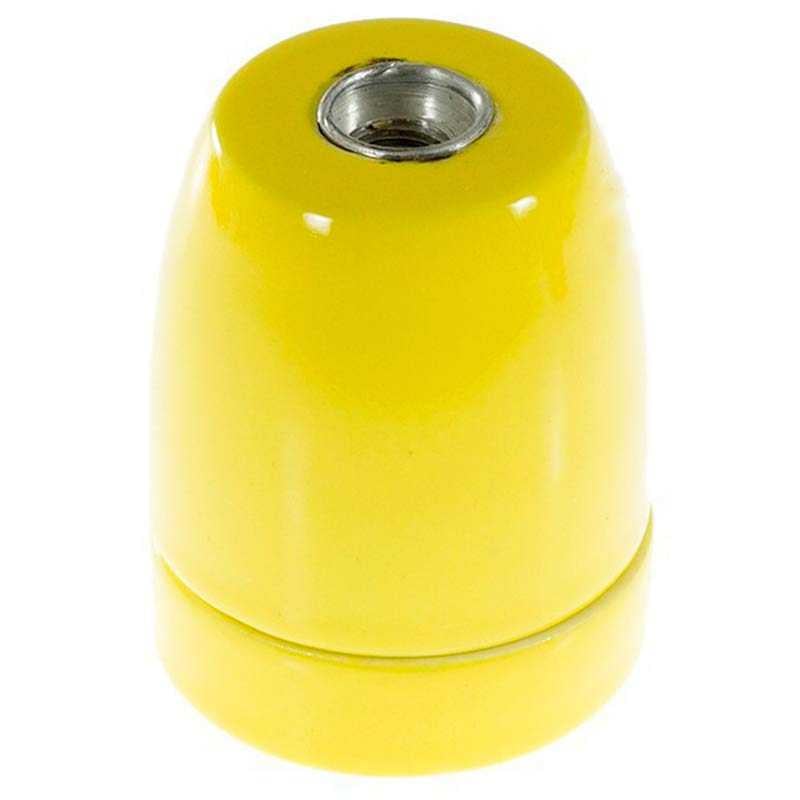 Патрон Е27 керамічний з втулкою фіксатором дроту Жовтий (6444)