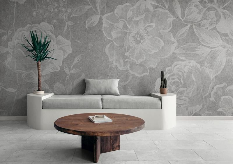 Фотошпалери безшовні у спальню Квіти Сірий (S1924)