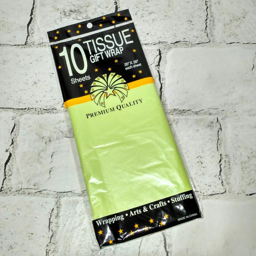 Бумага тканевая 65х50 см 10 листов перламутр Салатовый (1151-3)