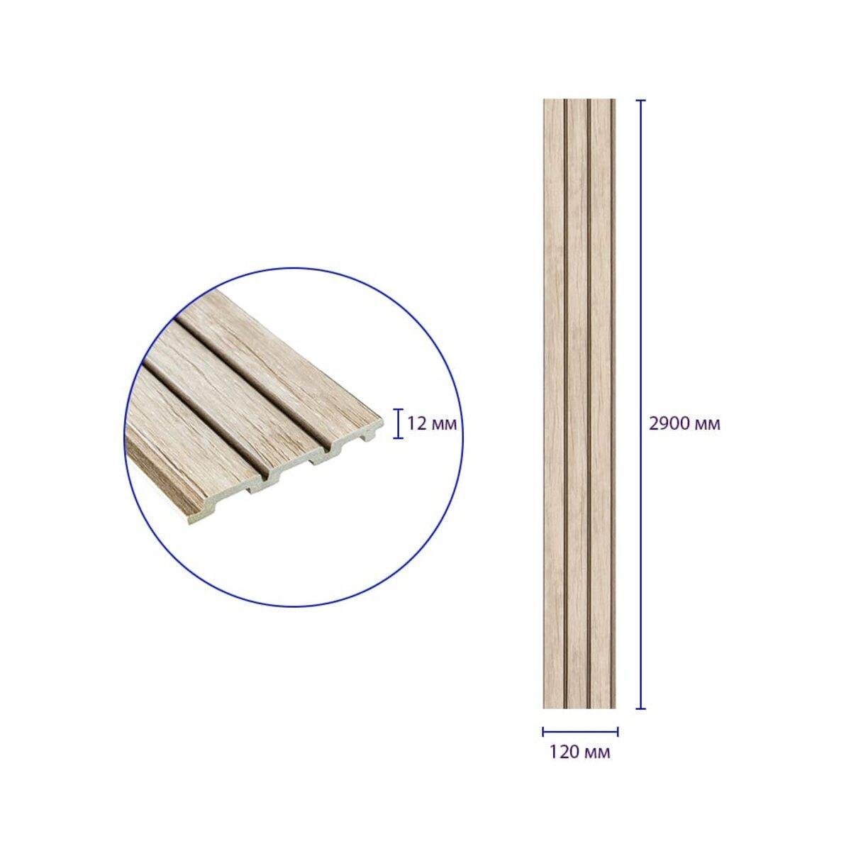 Рельс декоративный PS 2900х120х12 мм Белый дуб (SW-00001741) - фото 3 Рельс декоративный PS 2900х120х12 мм Белый дуб (SW-00001741) - фото 3