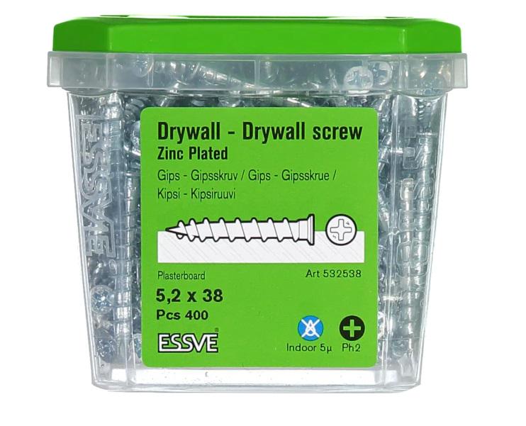 Гвинт для зшивання для гіпсокартону 5,2х38 оцинк PH2 400 гіпс/гіпс (21553540) - фото 3 Гвинт для зшивання для гіпсокартону 5,2х38 оцинк PH2 400 гіпс/гіпс (21553540) - фото 3