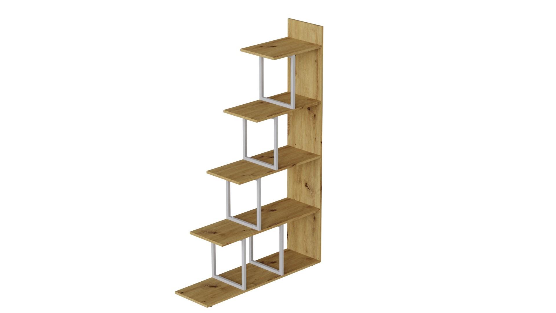 Этажерка Ferrum-decor Стелла металл/ДСП 1600x1020x300 мм Белый/Дуб Артизан (FRD-105489)