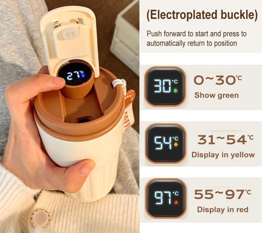 Термокухоль з інтелектуальним дисплеєм температури нержавіюча сталь з коричневою кришкою 420 мл Білий (2466192152) - фото 24