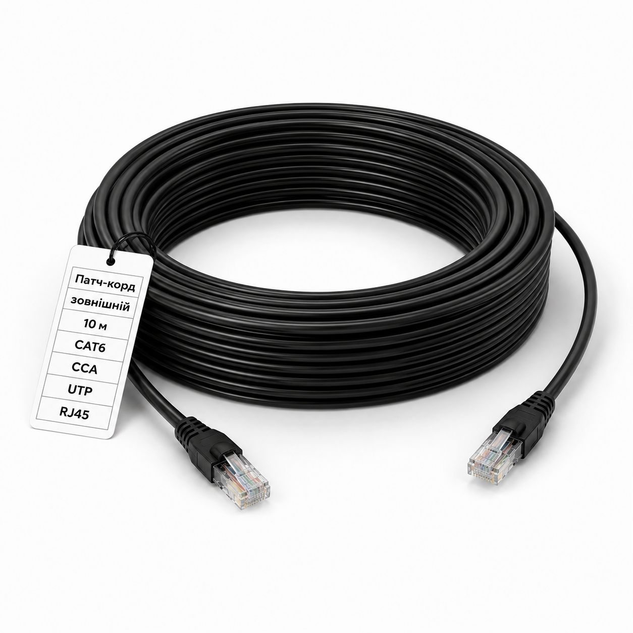 Патч-корд наружный Reap CAT6 10 м UTP RJ45 CCA биметалл Черный (884096м)