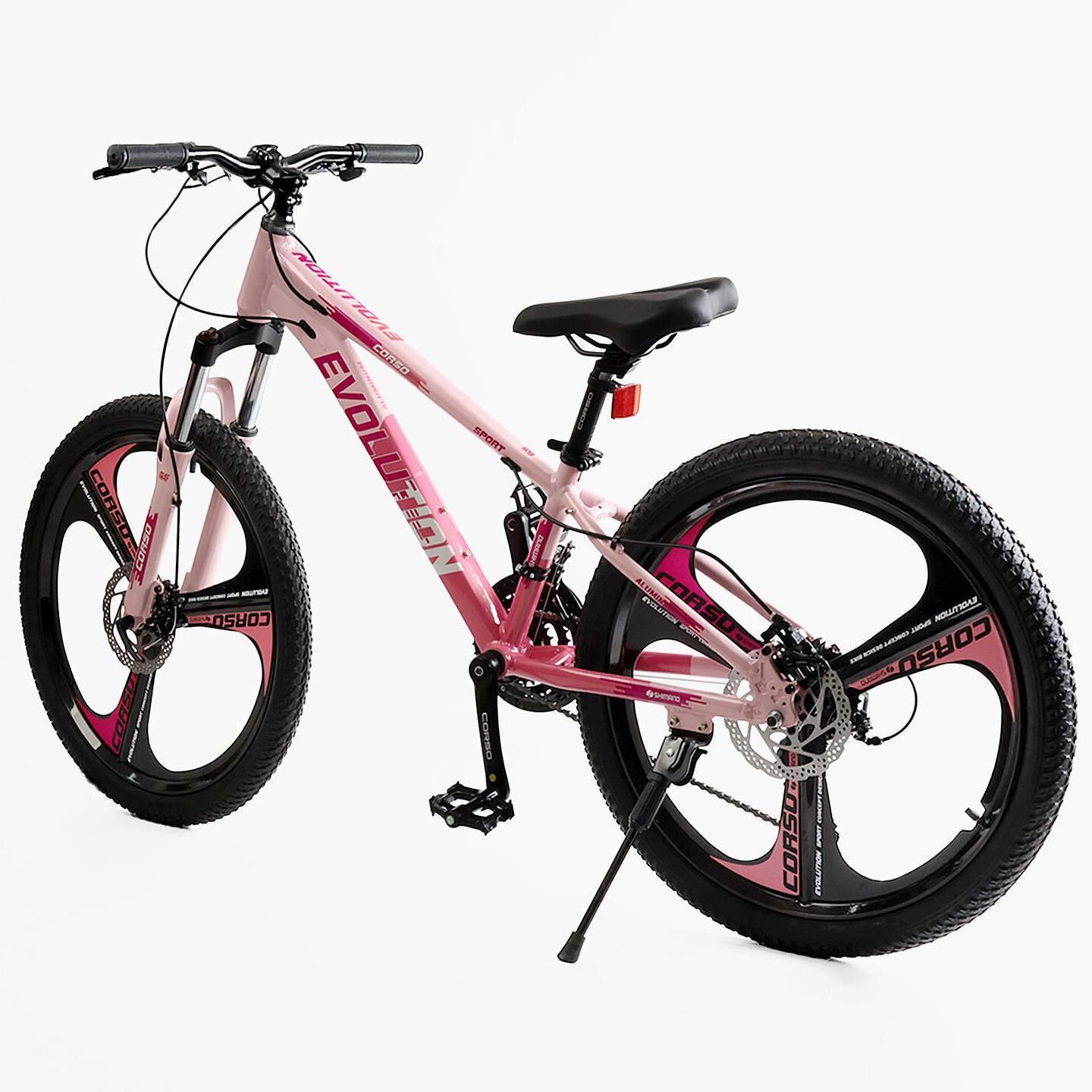 Велосипед горный подростковый алюминиевый Corso Evolution 24" литые диски рама 11" Розовый - фото 3 Велосипед горный подростковый алюминиевый Corso Evolution 24" литые диски рама 11" Розовый - фото 3