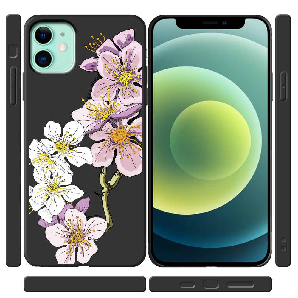 Чехол Boxface iPhone 12 mini Cherry Blossom Черный силикон (41084-cc4-41088) - фото 2