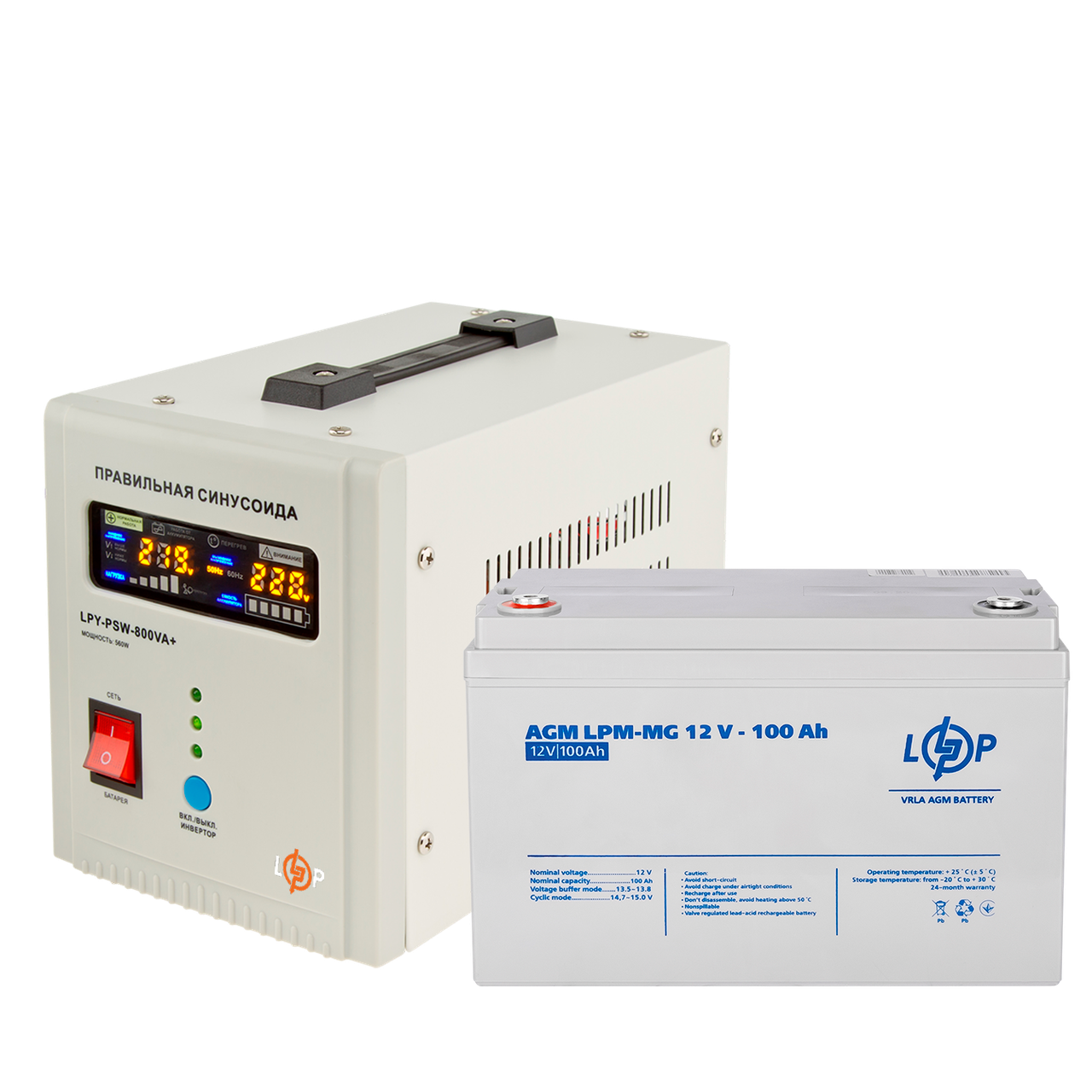 Комплект резервного питания LogicPower ИБП и мультигелевая батарея UPS 800 АКБ MG 1200Wh