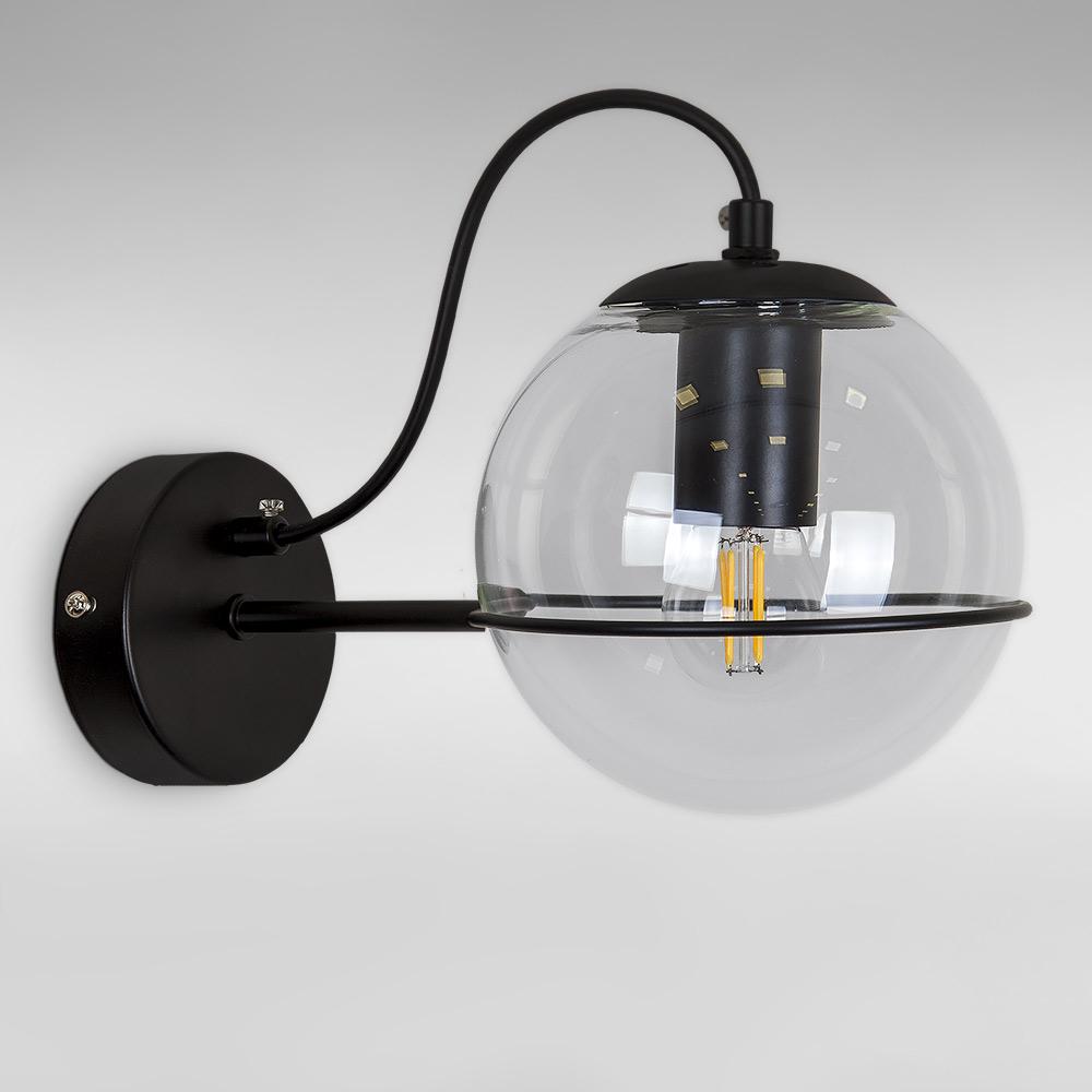 Светильник настенный шар Light House LS-18624-1 BK/CL Черный/Прозрачный