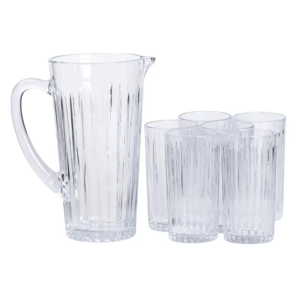 Набор из толстого стекла кувшин и стаканов 6 шт. Прозрачный