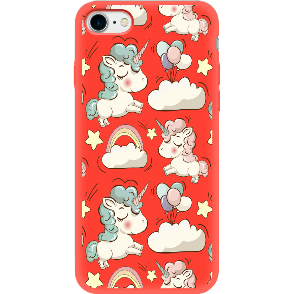 Чехол BoxFace Apple iPhone 7/8 SE  2020 Unicorns Красный силикон (26205-cc2-35445)