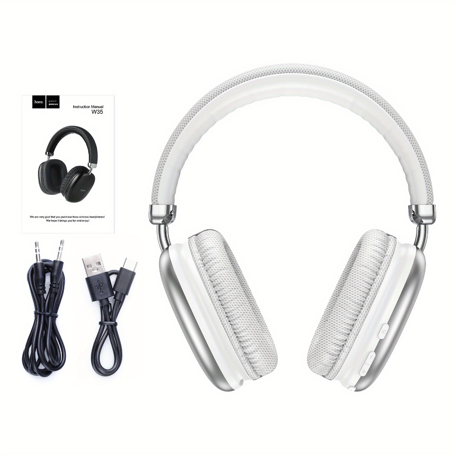 Навушники бездротові Hoco wireless headphones W35 BT5.3 AUX/TF 40h Silver - фото 13