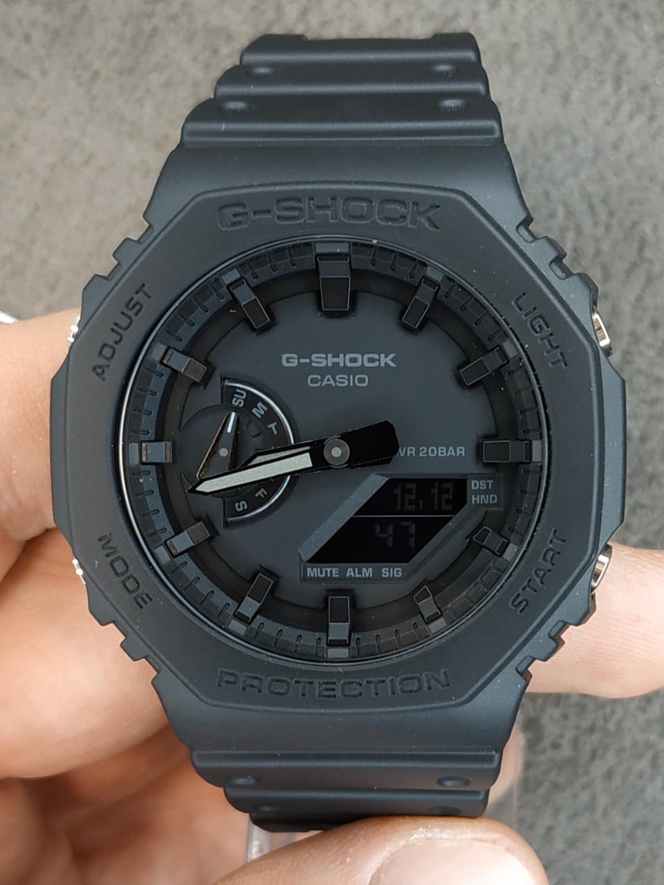 Наручний годинник чоловічий Casio G-Shock GA-2100-1A1 ударостійкий з карбоновим корпусом/водозахистом 200 м/підсвіткою Чорний (3048976915)
