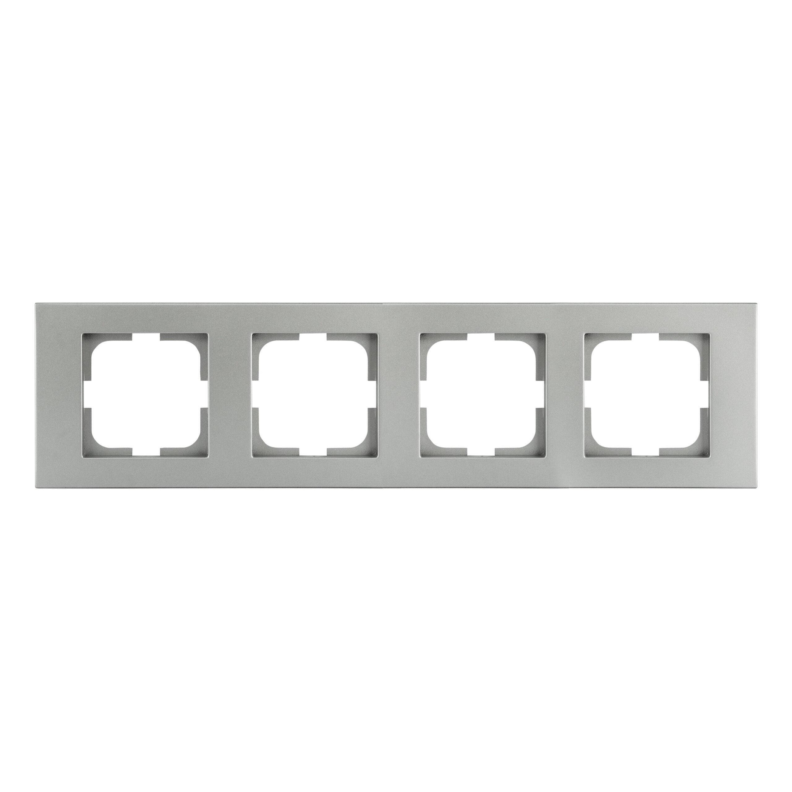 Рамка четырехместная горизонтальная Ovivo Grano Серебряный (00000007705)