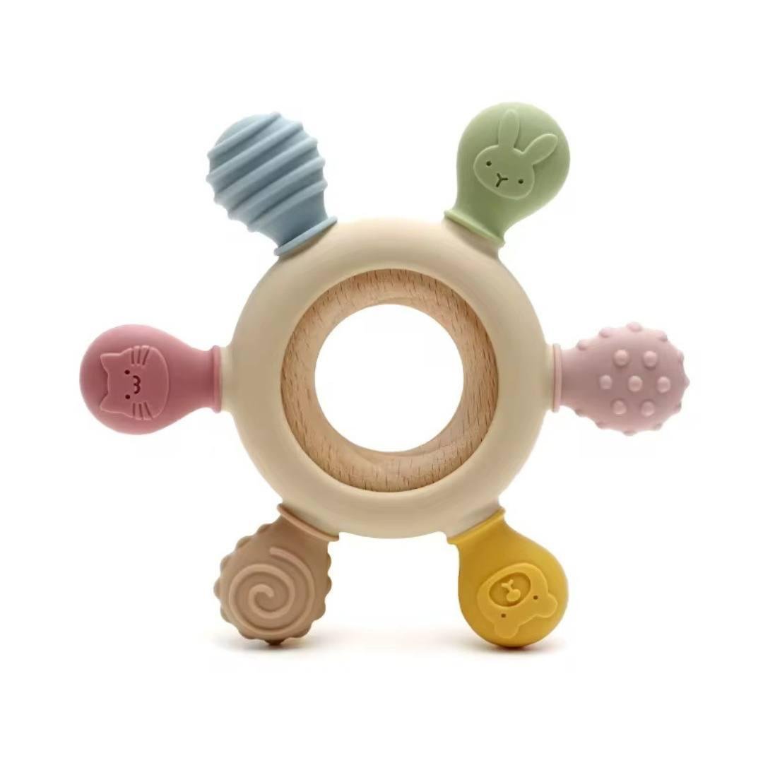Гризунець з дерев’яною основою та силіконовими насадками Bodasan прорізувач для малюків (37GF)