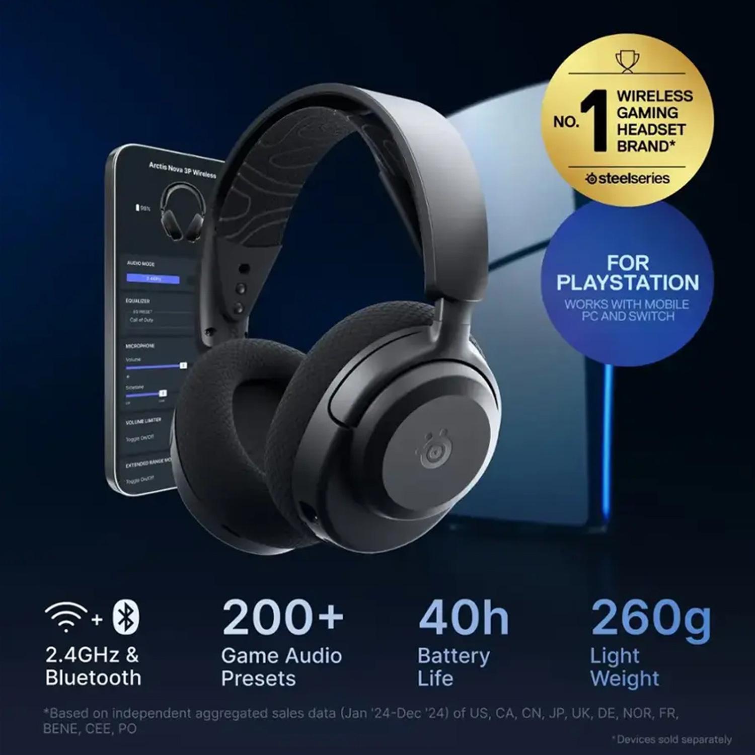 Беспроводные наушники SteelSeries Arctis Nova 3P Wireless MultiPlatform Black (61686) - фото 7 Беспроводные наушники SteelSeries Arctis Nova 3P Wireless MultiPlatform Black (61686) - фото 7