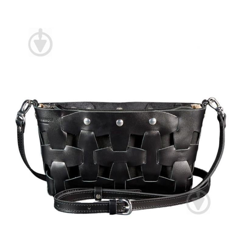 Шкіряна плетена сумка жіноча BlankNote Пазл S Чорна (BN-BAG-31-ygol)